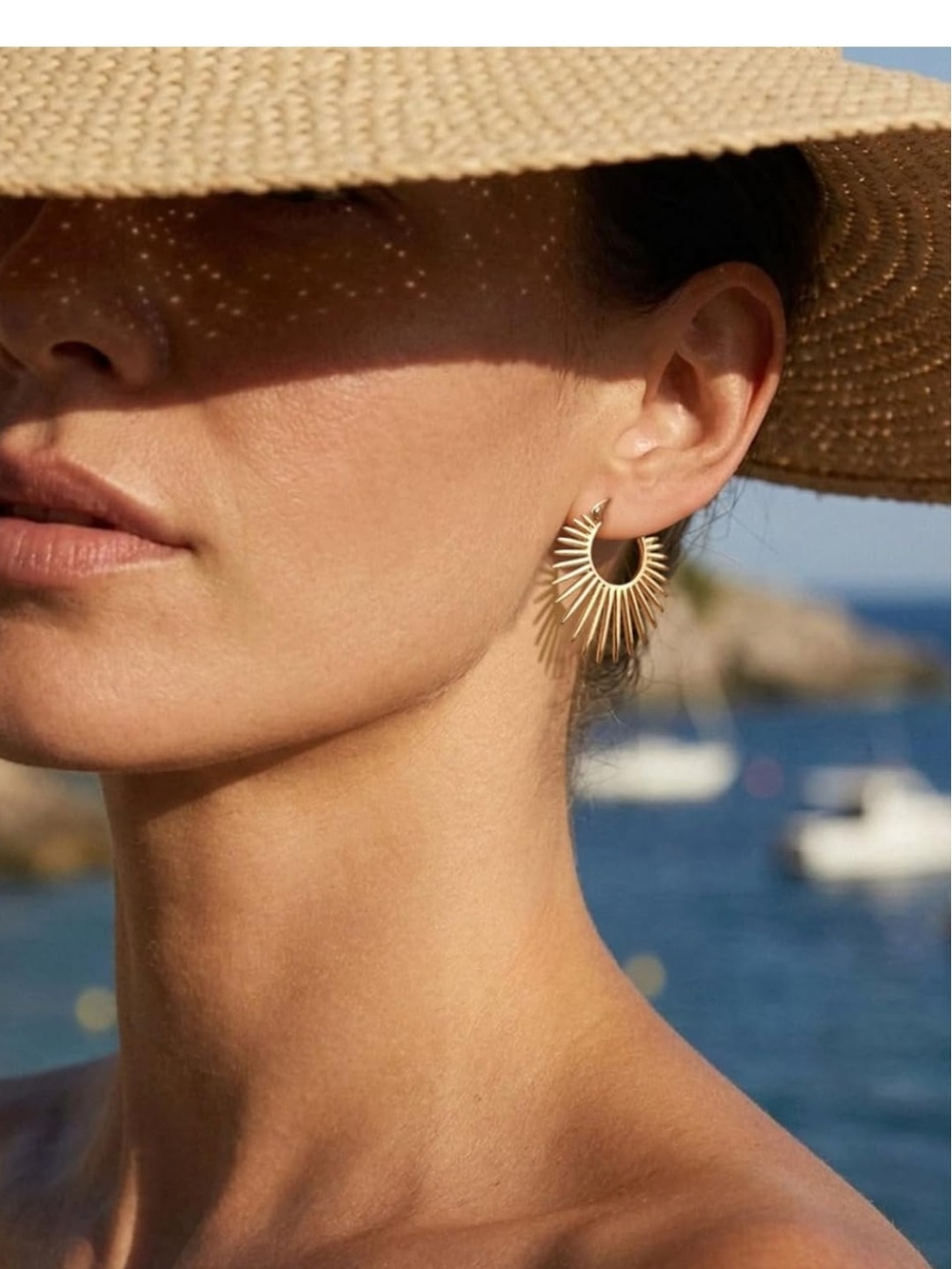 Sunburst Gold Hoop Earrings -